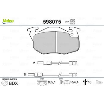 Jeu de 4 plaquettes de frein avant VALEO OEM 425275 Jeu de 4 plaquettes de frein avant VALEO OEM 425275