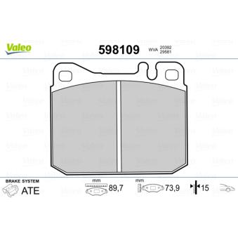 Jeu de 4 plaquettes de frein avant VALEO OEM 0034207420