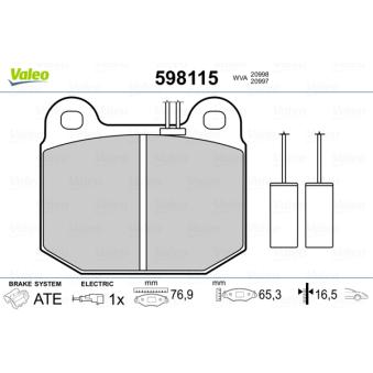Jeu de 4 plaquettes de frein arrière VALEO 598115