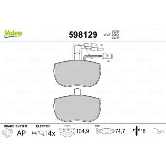 Jeu de 4 plaquettes de frein avant VALEO OEM 6567002