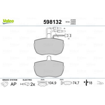 Jeu de 4 plaquettes de frein avant VALEO OEM 1906207
