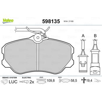 Jeu de 4 plaquettes de frein avant VALEO OEM 5892731
