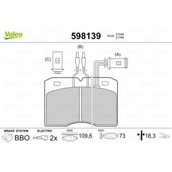 Jeu de 4 plaquettes de frein avant VALEO OEM 9940082
