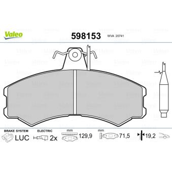 Jeu de 4 plaquettes de frein avant VALEO OEM 95667764