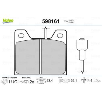Jeu de 4 plaquettes de frein avant VALEO OEM 424896