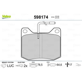 Jeu de 4 plaquettes de frein avant VALEO 598174