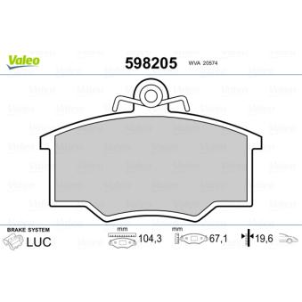 Jeu de 4 plaquettes de frein avant VALEO OEM 33422650