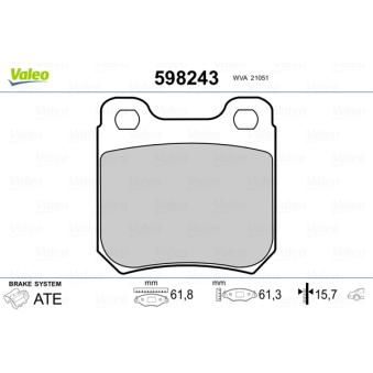 Jeu de 4 plaquettes de frein arrière VALEO OEM 90421528