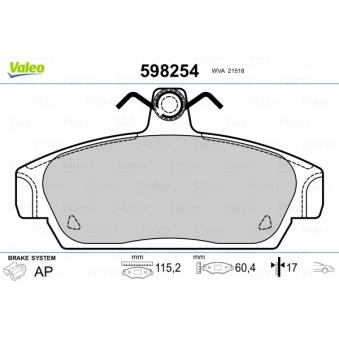 Jeu de 4 plaquettes de frein avant VALEO OEM GBP90320AF