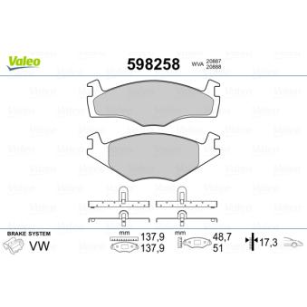 Jeu de 4 plaquettes de frein avant VALEO OEM 867698151 Jeu de 4 plaquettes de frein avant VALEO OEM 867698151