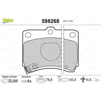 Jeu de 4 plaquettes de frein avant VALEO OEM DA193328Z Jeu de 4 plaquettes de frein avant VALEO OEM DA193328Z