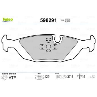 Jeu de 4 plaquettes de frein arrière VALEO OEM 8967101