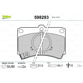 Jeu de 4 plaquettes de frein avant VALEO 598293