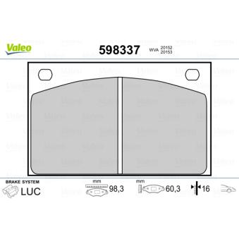 Jeu de 4 plaquettes de frein avant VALEO OEM 2717395 Jeu de 4 plaquettes de frein avant VALEO OEM 2717395