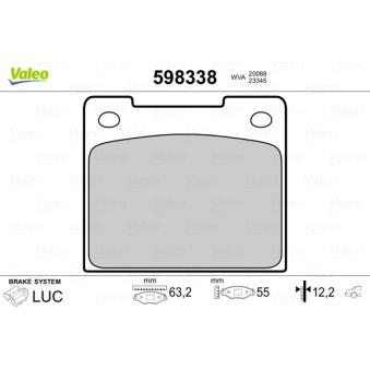 Jeu de 4 plaquettes de frein arrière VALEO OEM 2713360 Jeu de 4 plaquettes de frein arrière VALEO OEM 2713360