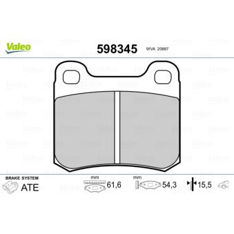 Jeu de 4 plaquettes de frein arrière VALEO OEM A0004209820