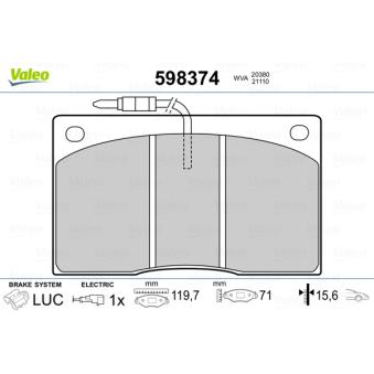 Jeu de 4 plaquettes de frein avant VALEO OEM 5001000478