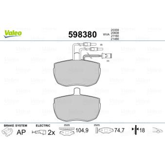 Jeu de 4 plaquettes de frein avant VALEO OEM 1906111