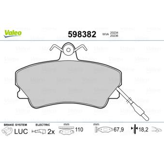 Jeu de 4 plaquettes de frein avant VALEO OEM 6025170170 Jeu de 4 plaquettes de frein avant VALEO OEM 6025170170