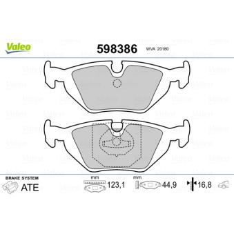 Jeu de 4 plaquettes de frein arrière VALEO OEM 34211165233 Jeu de 4 plaquettes de frein arrière VALEO OEM 34211165233