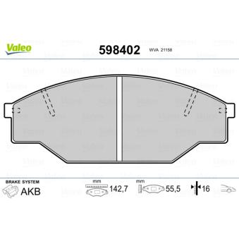 Jeu de 4 plaquettes de frein avant VALEO OEM 0449120581
