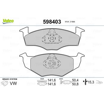 Jeu de 4 plaquettes de frein avant VALEO OEM JZW698151E