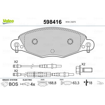 Jeu de 4 plaquettes de frein avant VALEO OEM 425289