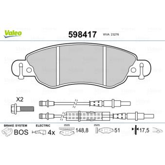 Jeu de 4 plaquettes de frein avant VALEO OEM 425214