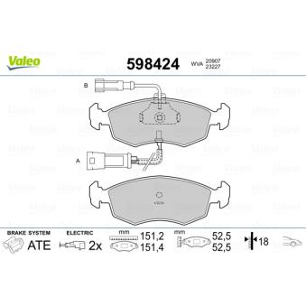Jeu de 4 plaquettes de frein avant VALEO OEM 9948131