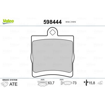 Jeu de 4 plaquettes de frein arrière VALEO OEM 34202720
