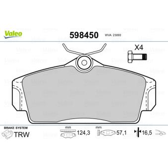 Jeu de 4 plaquettes de frein avant VALEO OEM 41060BM525