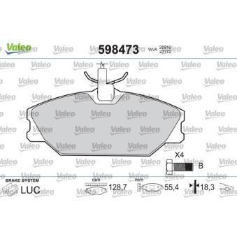 Jeu de 4 plaquettes de frein avant VALEO OEM 7701206379
