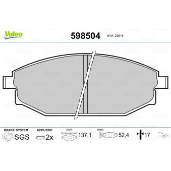 Jeu de 4 plaquettes de frein avant VALEO OEM SB000100