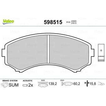 Jeu de 4 plaquettes de frein avant VALEO OEM LBZ23323Z