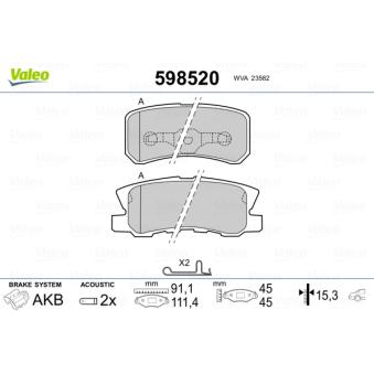 Jeu de 4 plaquettes de frein arrière VALEO OEM 425448