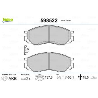 Jeu de 4 plaquettes de frein avant VALEO OEM MR389547