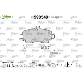 Jeu de 4 plaquettes de frein avant VALEO OEM A1684200820