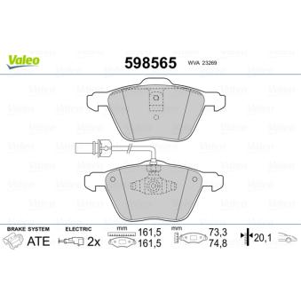 Jeu de 4 plaquettes de frein avant VALEO OEM 7M3698151A