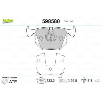 Jeu de 4 plaquettes de frein arrière VALEO OEM 6750160 Jeu de 4 plaquettes de frein arrière VALEO OEM 6750160