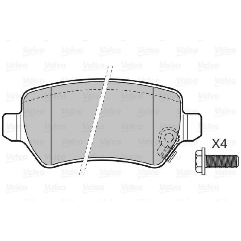 Jeu de 4 plaquettes de frein arrière VALEO 598584 - Visuel 1