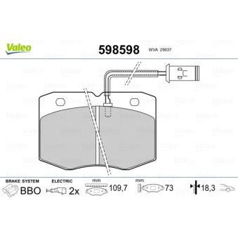 Jeu de 4 plaquettes de frein avant VALEO OEM 1906038
