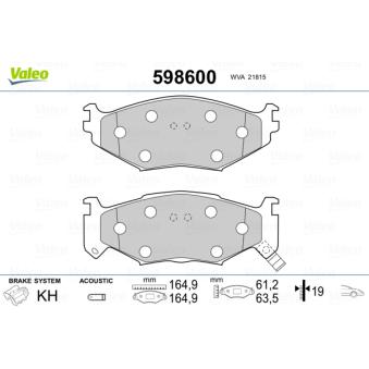 Jeu de 4 plaquettes de frein avant VALEO OEM 4423812