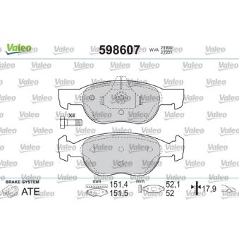 Jeu de 4 plaquettes de frein avant VALEO OEM 9948410