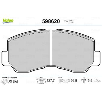 Jeu de 4 plaquettes de frein avant VALEO 598620