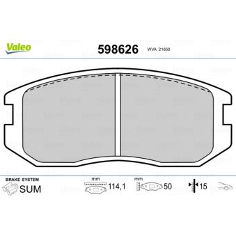 Jeu de 4 plaquettes de frein avant VALEO OEM MB699464 Jeu de 4 plaquettes de frein avant VALEO OEM MB699464