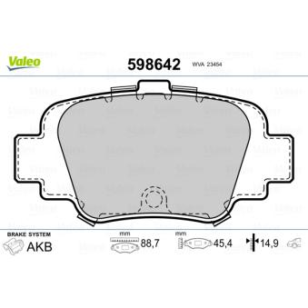 Jeu de 4 plaquettes de frein arrière VALEO OEM 4406099B85