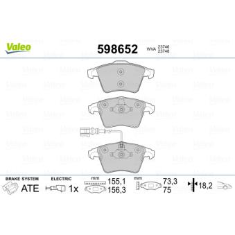 Jeu de 4 plaquettes de frein avant VALEO OEM 7H0698151A