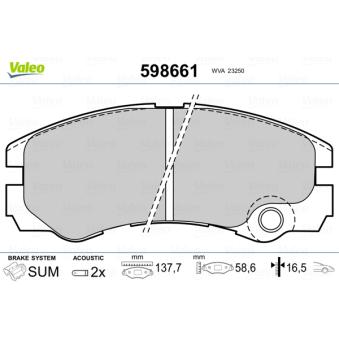 Jeu de 4 plaquettes de frein avant VALEO OEM 1605620
