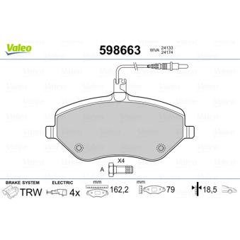 Jeu de 4 plaquettes de frein avant VALEO OEM E172596