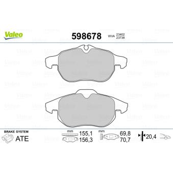 Jeu de 4 plaquettes de frein avant VALEO OEM 1605098